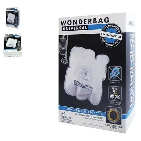 Boîte De 4 Sacs Wonderbag Micro-fibres Pour Aspirateur Rowenta, Tefal, Moulinex 3 Boîte De 4 Sacs Wonderbag Micro-fibres Pour Aspirateur Rowenta, Tefal, Moulinex